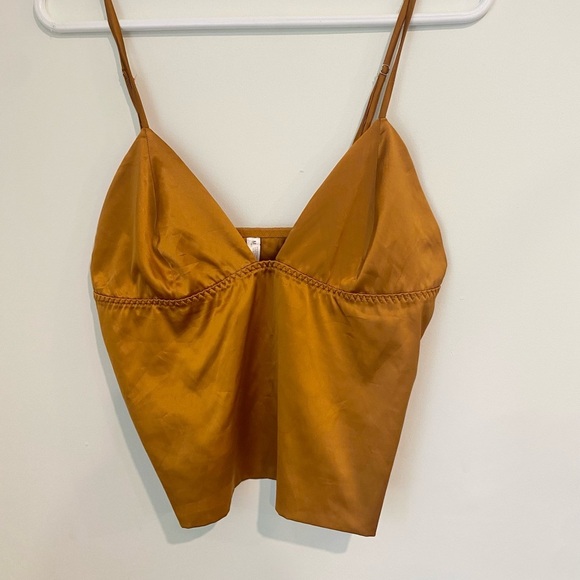 Elegant Mustard Spaghetti Strap Top - Picture 2 of 4